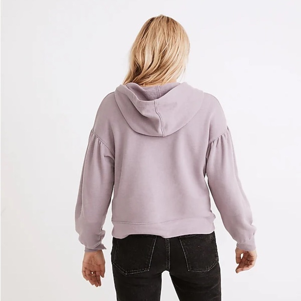 Madewell Sweatshirt Pleat-Sleeve Shrunken Hoodie Pressed Violet purple lavender - Picture 3 of 10